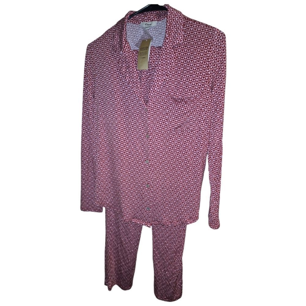 ETAM SOFT VIKENTIA HEARTS LOUNGE TOP & PANTS PAJAMAS RED PINK Sz S NWT